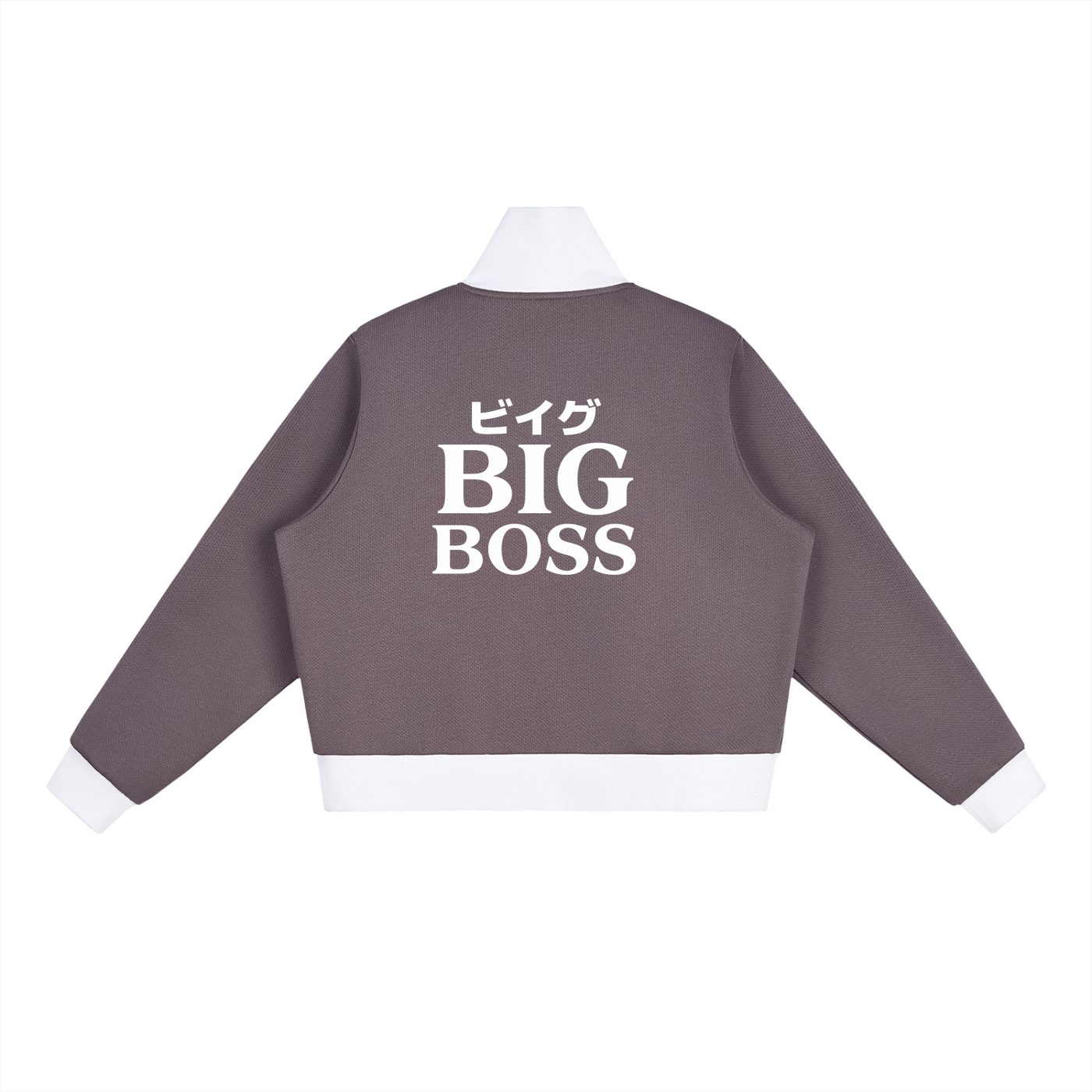 Big Boss Contrast Side Stripe Fleece Cropped Track Jacket