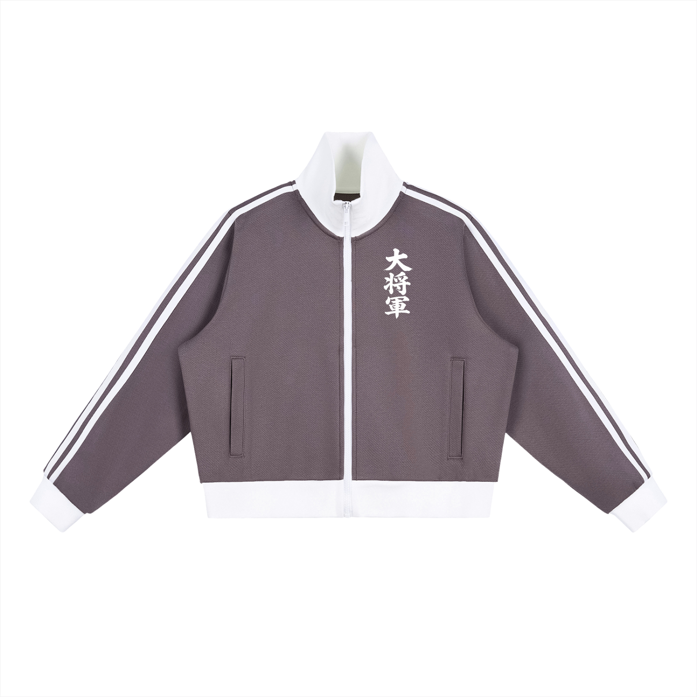 Big Boss Contrast Side Stripe Fleece Cropped Track Jacket
