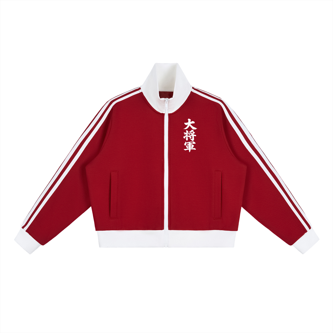 Big Boss Contrast Side Stripe Fleece Cropped Track Jacket